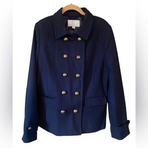 Old navy double breasted pea coat in navy blue 51%wool & rayon. Good condition.